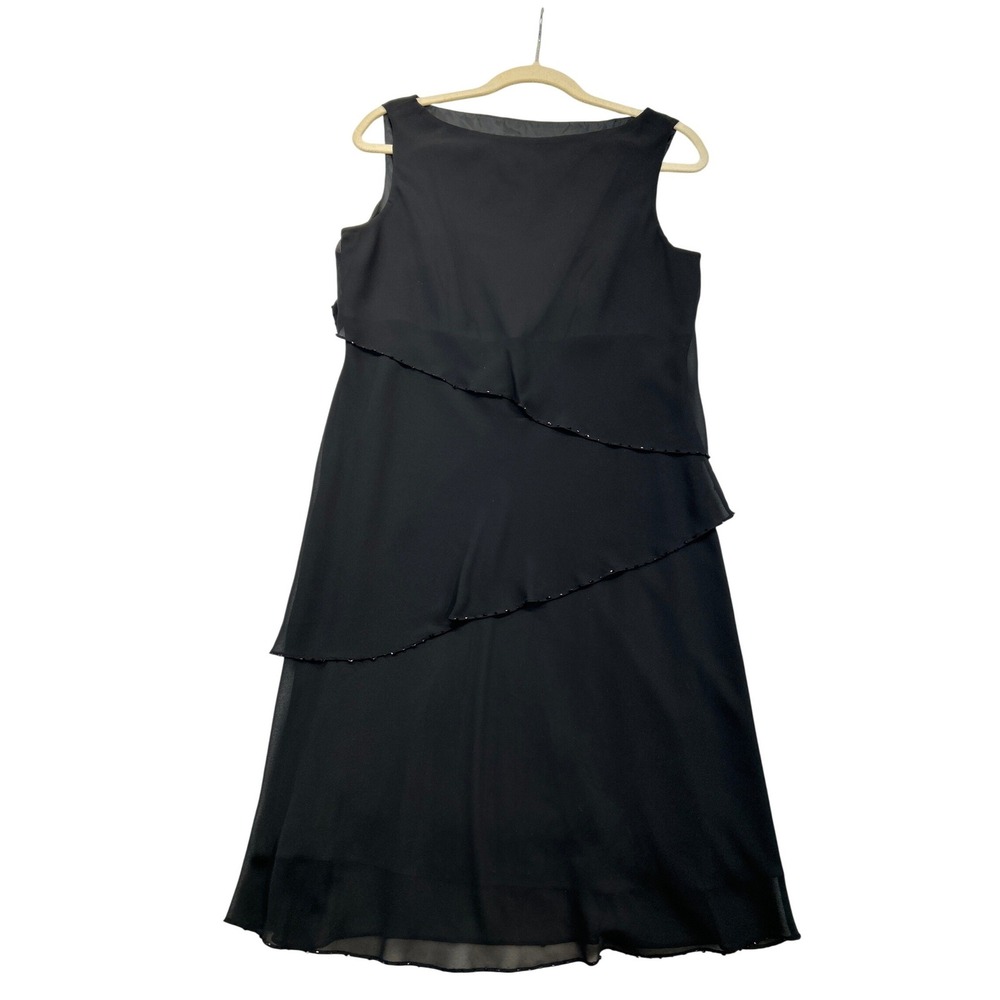 Jones New York Dress Women 10‎ Black Beaded Tiered Sleeveless Cocktail Midi